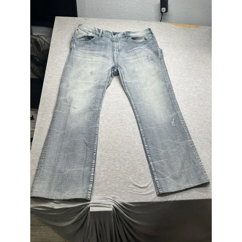Ecko Unltd Jeans Mens 40x29 Blue Denim Distressed Stone Wash‎ Y2K